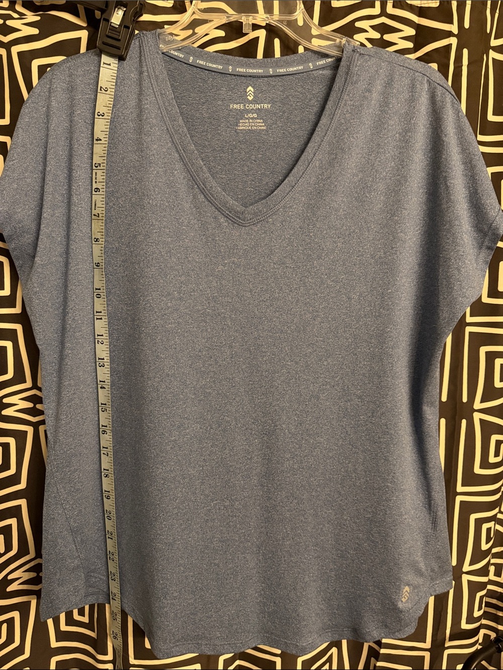 Free Country Blue V-Neck Short Sleeve Active Top